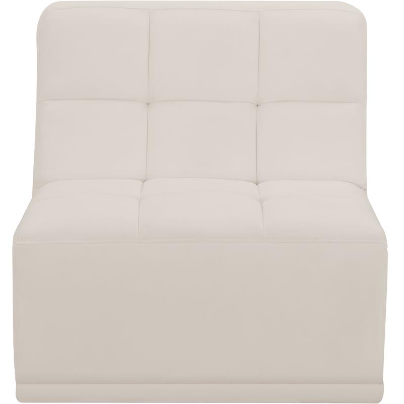 Bowery Hill Contemporary Biscuit Tufted Soft Cream Velvet Armless Chair