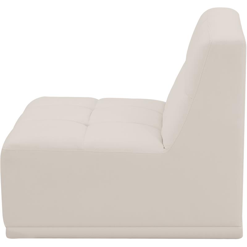 Bowery Hill Contemporary Biscuit Tufted Soft Cream Velvet Armless Chair
