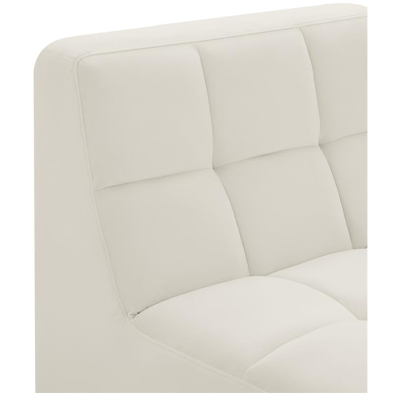 Bowery Hill Contemporary Biscuit Tufted Soft Cream Velvet Armless Chair