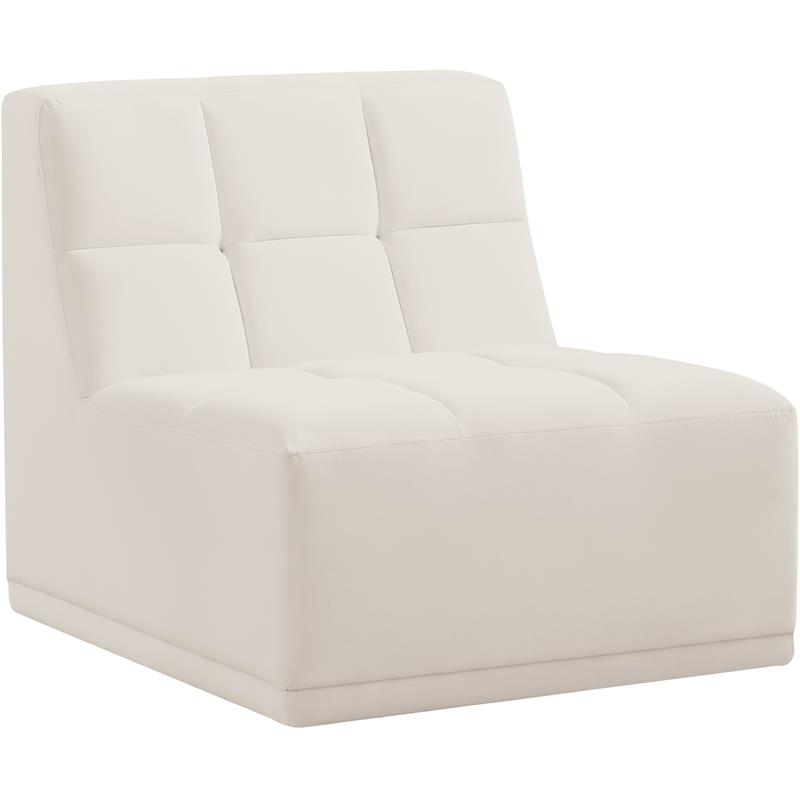 Bowery Hill Contemporary Biscuit Tufted Soft Cream Velvet Armless Chair