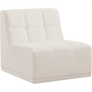 Bowery Hill Contemporary Biscuit Tufted Soft Cream Velvet Armless Chair