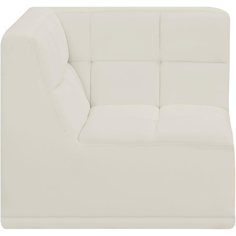 Bowery Hill Contemporary Biscuit Tufted Soft Cream Velvet Corner Chair