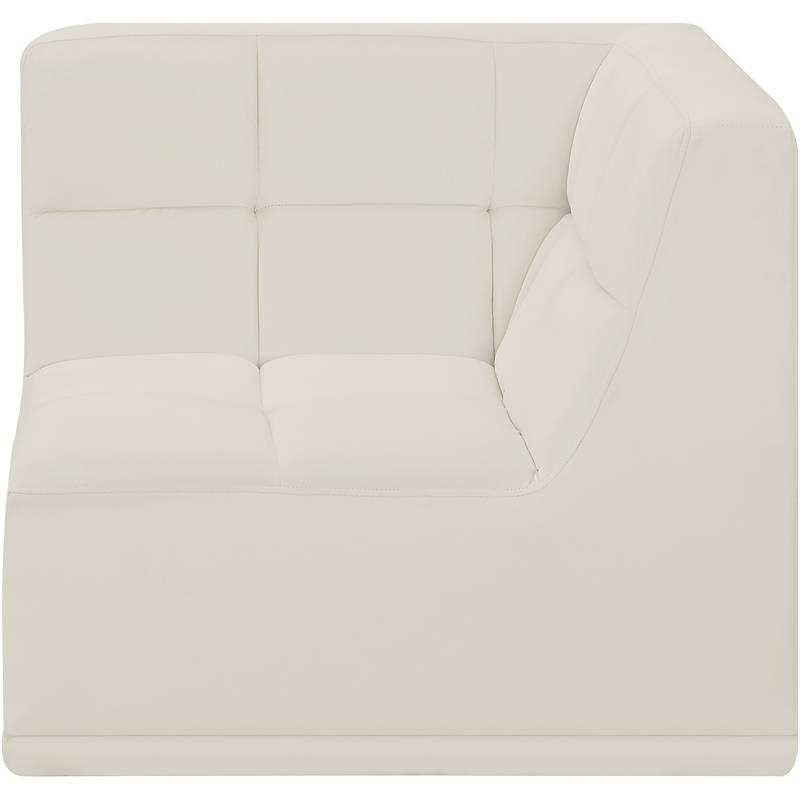 Bowery Hill Contemporary Biscuit Tufted Soft Cream Velvet Corner Chair