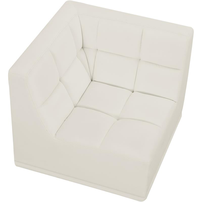 Bowery Hill Contemporary Biscuit Tufted Soft Cream Velvet Corner Chair