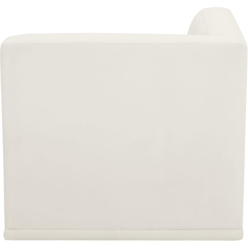 Bowery Hill Contemporary Biscuit Tufted Soft Cream Velvet Corner Chair