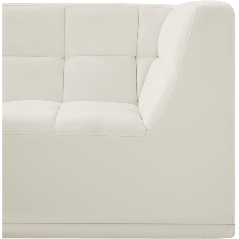 Bowery Hill Contemporary Biscuit Tufted Soft Cream Velvet Corner Chair