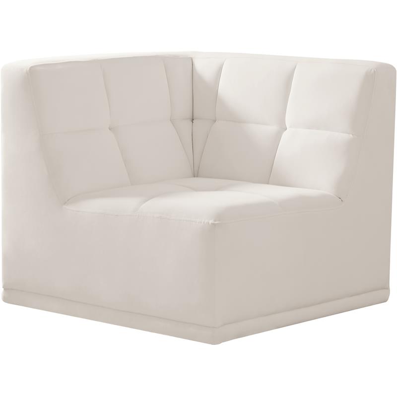 Bowery Hill Contemporary Biscuit Tufted Soft Cream Velvet Corner Chair