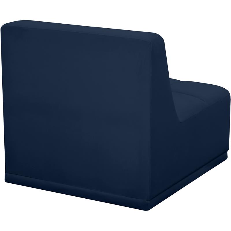 Bowery Hill Contemporary Biscuit Tufted Soft Navy Velvet Armless Chair