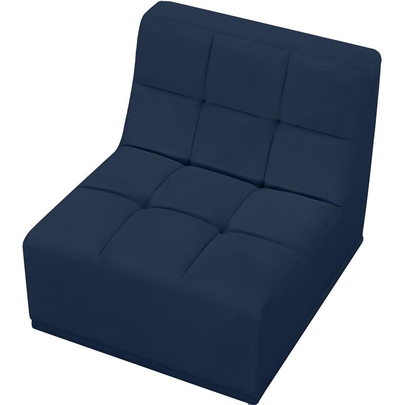 Bowery Hill Contemporary Biscuit Tufted Soft Navy Velvet Armless Chair