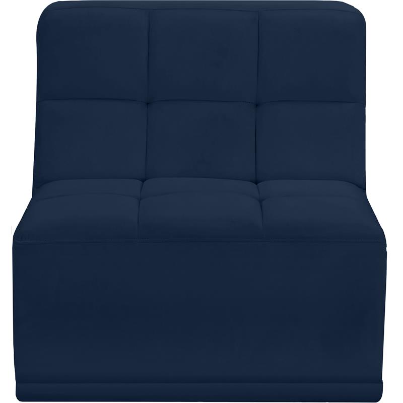 Bowery Hill Contemporary Biscuit Tufted Soft Navy Velvet Armless Chair