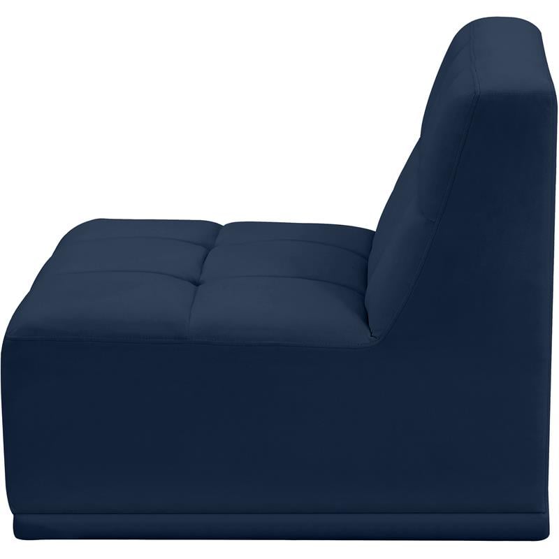 Bowery Hill Contemporary Biscuit Tufted Soft Navy Velvet Armless Chair