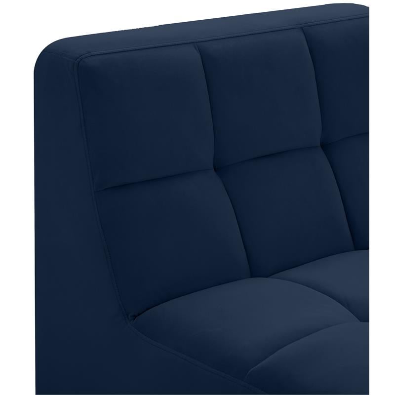 Bowery Hill Contemporary Biscuit Tufted Soft Navy Velvet Armless Chair