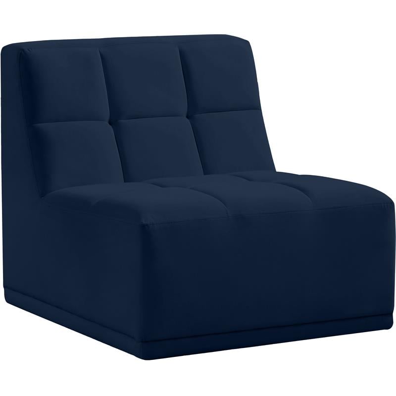 Bowery Hill Contemporary Biscuit Tufted Soft Navy Velvet Armless Chair