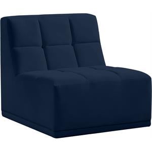 Bowery Hill Contemporary Biscuit Tufted Soft Navy Velvet Armless Chair
