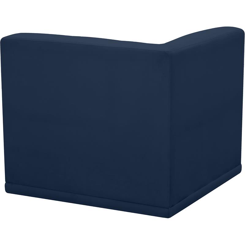 Bowery Hill Contemporary Biscuit Tufted Soft Navy Velvet Corner Chair
