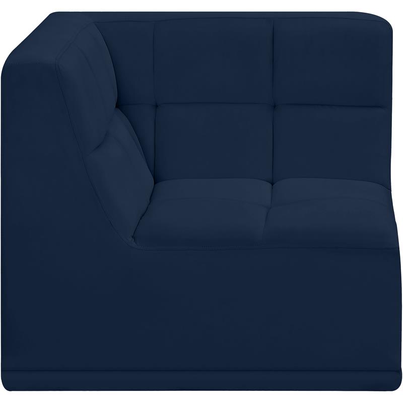 Bowery Hill Contemporary Biscuit Tufted Soft Navy Velvet Corner Chair