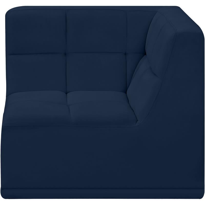 Bowery Hill Contemporary Biscuit Tufted Soft Navy Velvet Corner Chair