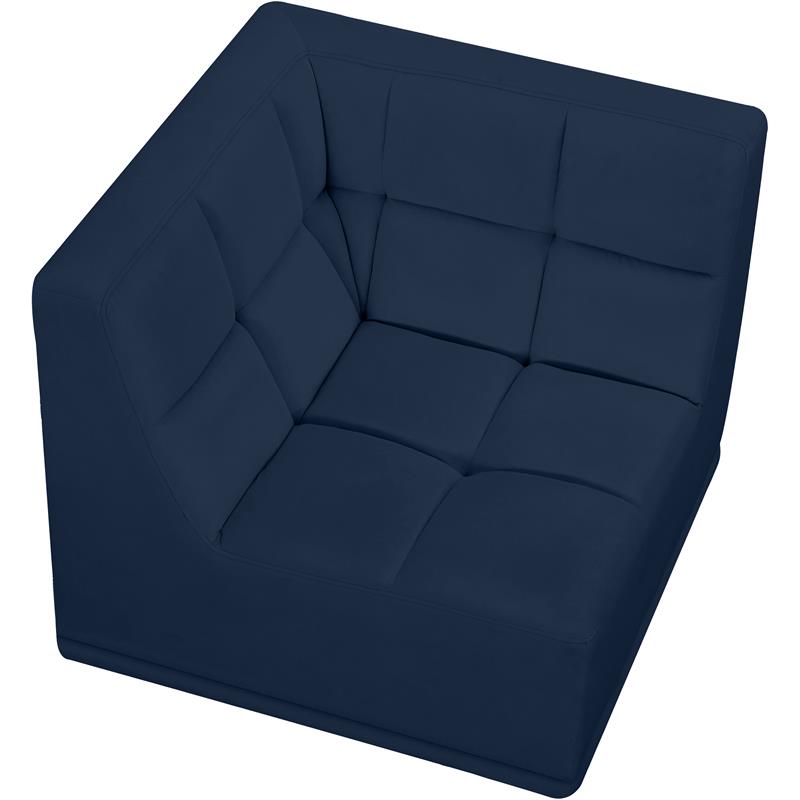 Bowery Hill Contemporary Biscuit Tufted Soft Navy Velvet Corner Chair