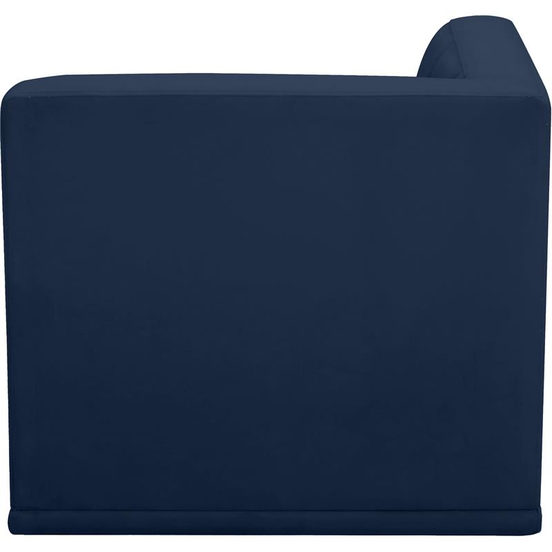 Bowery Hill Contemporary Biscuit Tufted Soft Navy Velvet Corner Chair