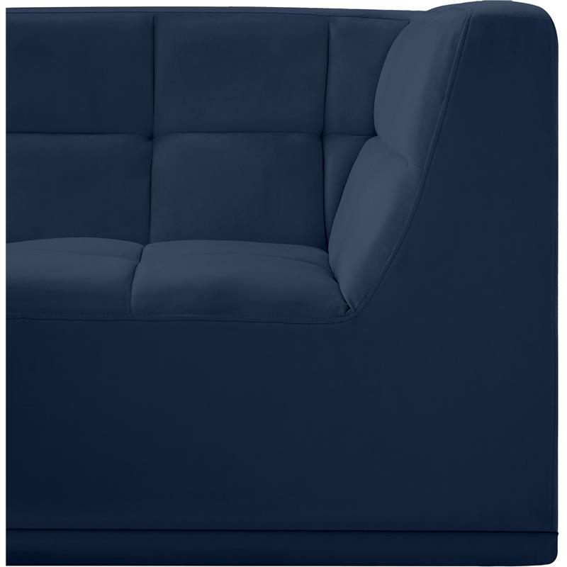 Bowery Hill Contemporary Biscuit Tufted Soft Navy Velvet Corner Chair