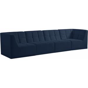 Bowery Hill Contemporary Biscuit Tufted Soft Navy Velvet Modular Sofa