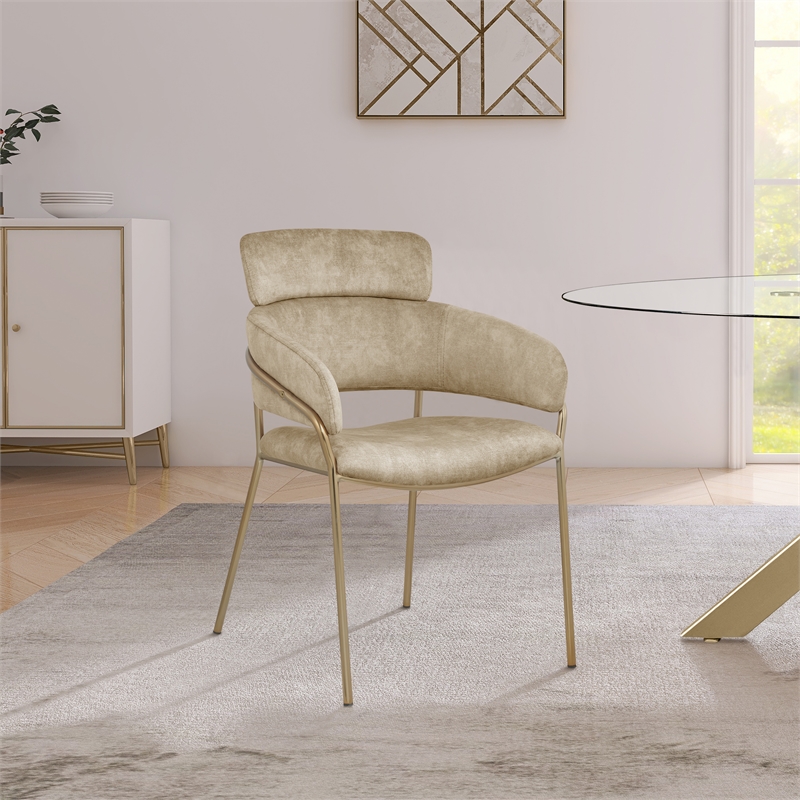 Bowery Hill Contemporary Beige Velvet Dining Chair (Set of 2)