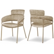 Bowery Hill Contemporary Beige Velvet Dining Chair (Set of 2)