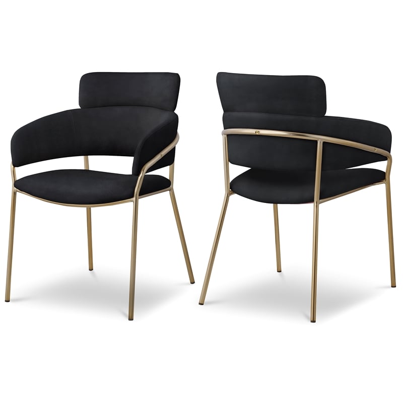 Bowery Hill Contemporary Black Velvet Dining Chair (Set of 2)
