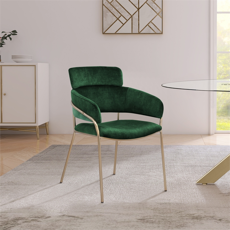 Bowery Hill Contemporary Green Velvet Dining Chair (Set of 2)