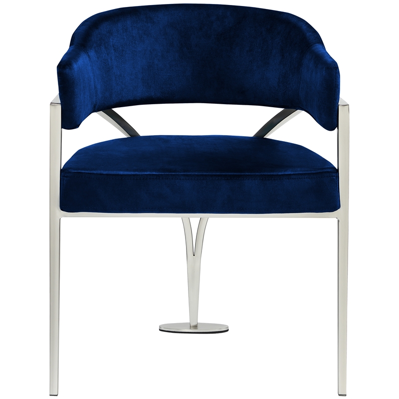 Bowery Hill Contemporary Navy Velvet Dining Chair (Set of 2)