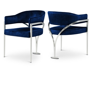 Bowery Hill Contemporary Navy Velvet Dining Chair (Set of 2)