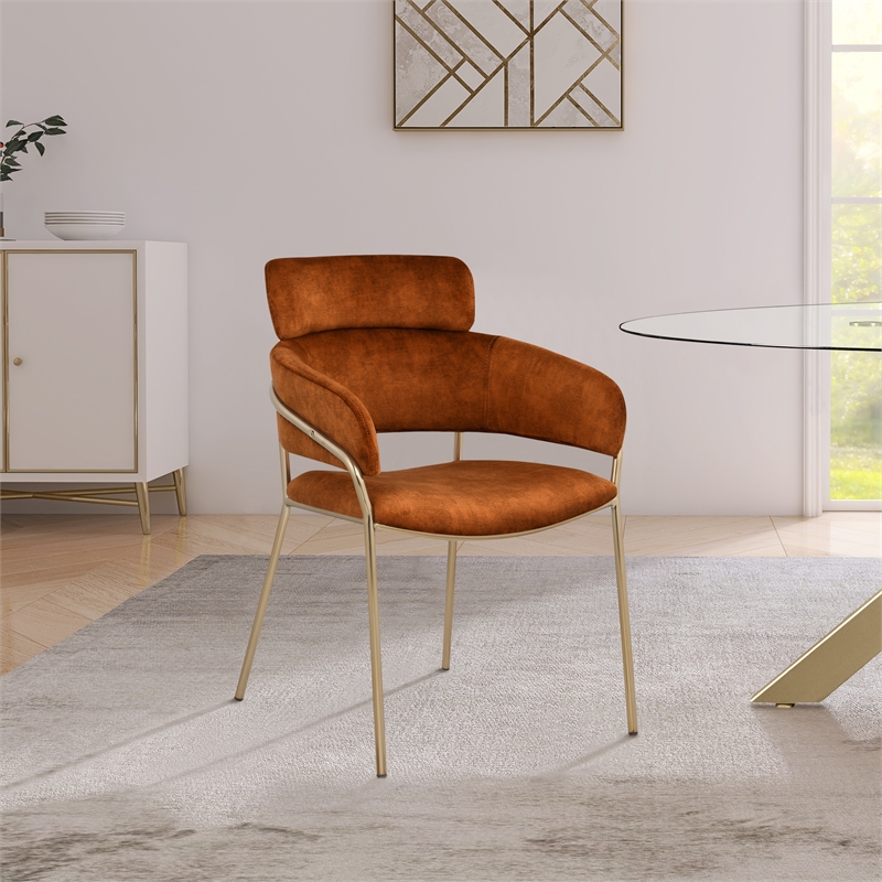 Bowery Hill Contemporary Cognac Velvet Dining Chair (Set of 2)