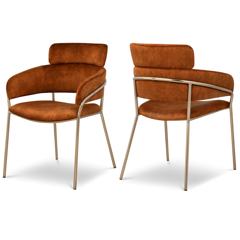 Bowery Hill Contemporary Cognac Velvet Dining Chair (Set of 2)