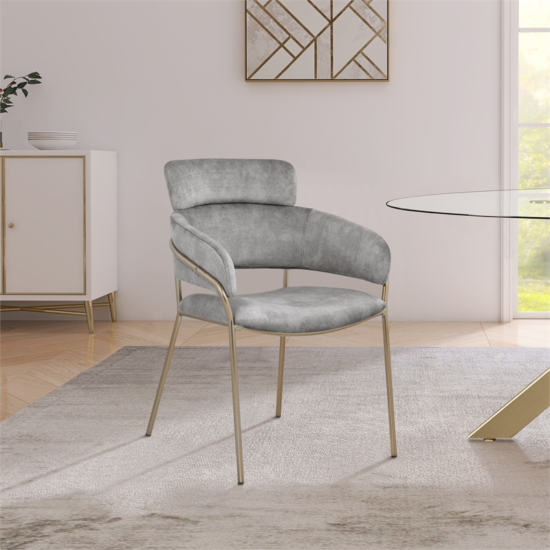 Bowery Hill Contemporary Grey Velvet Dining Chair (Set of 2)