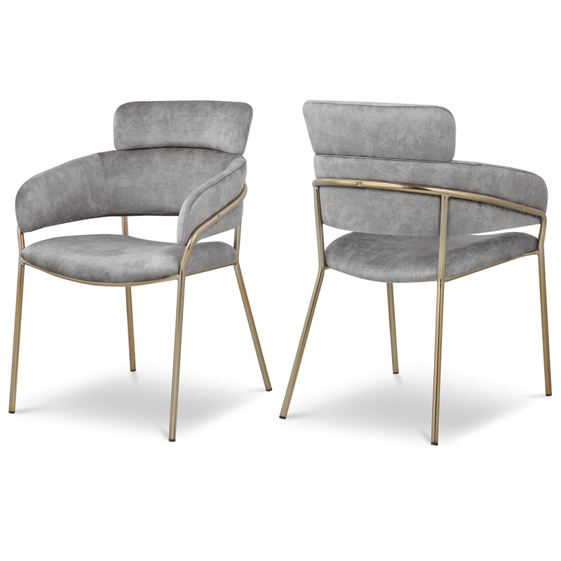 Bowery Hill Contemporary Grey Velvet Dining Chair (Set of 2)