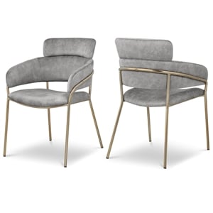 Bowery Hill Contemporary Grey Velvet Dining Chair (Set of 2)