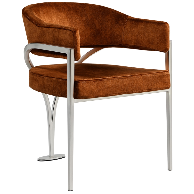 Bowery Hill Contemporary Cognac Velvet Dining Chair (Set of 2)
