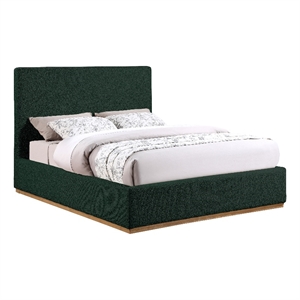 Bowery Hill Contemporary Rich Green Durable Boucle Fabric King Bed