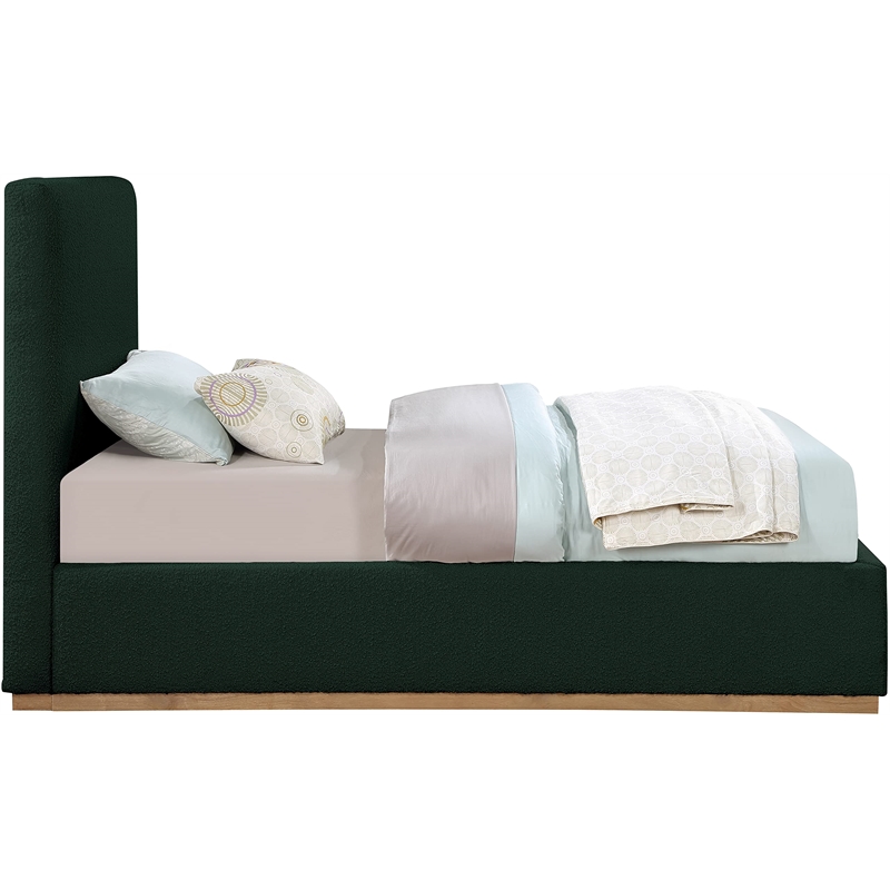 Bowery Hill Contemporary Rich Green Durable Boucle Fabric Twin Bed
