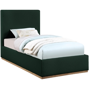 Bowery Hill Contemporary Rich Green Durable Boucle Fabric Twin Bed