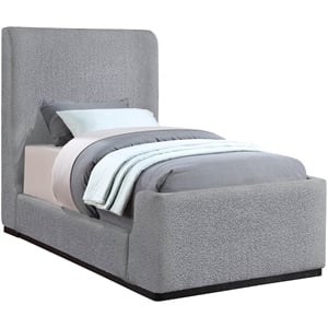 Bowery Hill Contemporary Grey Durable Boucle Fabric Twin Bed