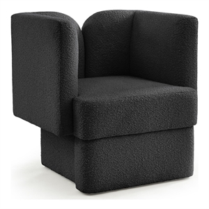 Bowery Hill Contemporary Boucle Fabric Upholstered Accent Chair in Rich Black