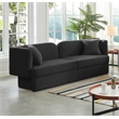 Bowery Hill Contemporary Curved Back Rich Black Boucle Fabric Sofa