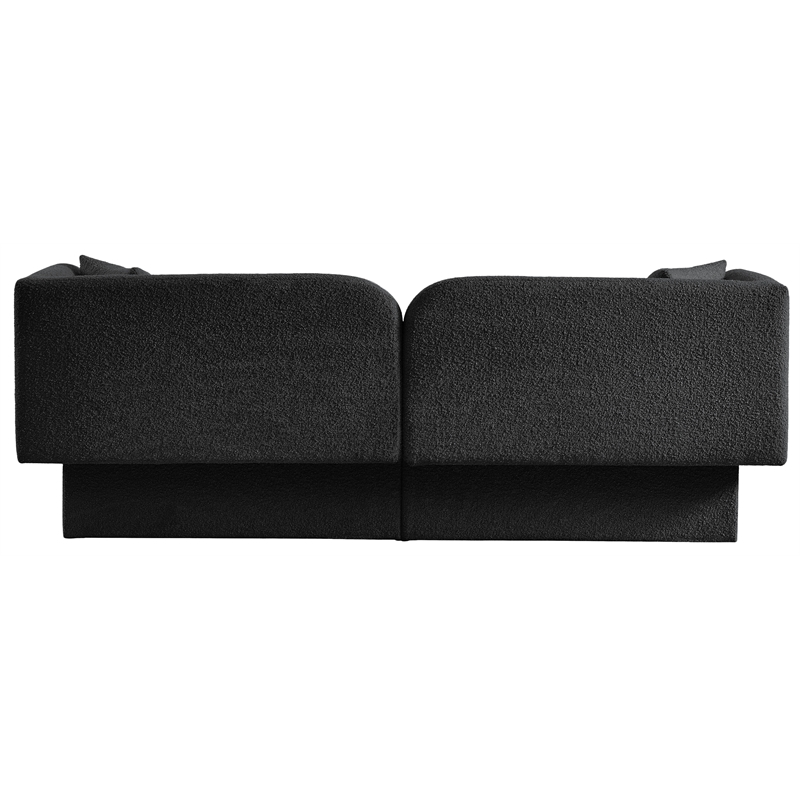 Bowery Hill Contemporary Curved Back Rich Black Boucle Fabric Sofa