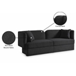 Bowery Hill Contemporary Curved Back Rich Black Boucle Fabric Sofa