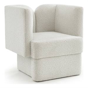 Bowery Hill Contemporary Boucle Fabric Upholstered Accent Chair in Rich Cream