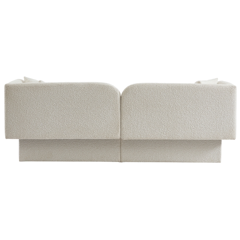 Bowery Hill Contemporary Curved Back Rich Cream Boucle Fabric Sofa