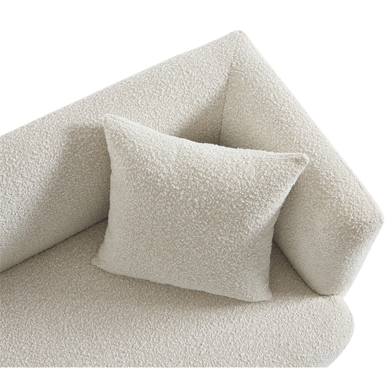 Bowery Hill Contemporary Curved Back Rich Cream Boucle Fabric Sofa