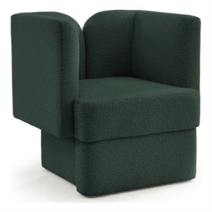 Bowery Hill Contemporary Boucle Fabric Upholstered Accent Chair in Rich Green
