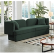 Bowery Hill Contemporary Curved Back Rich Green Boucle Fabric Sofa